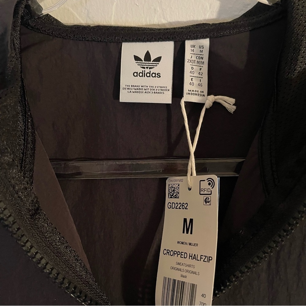 Adidas Black Cropped Jacket with Multicolor Stripes - Picture 11 of 13